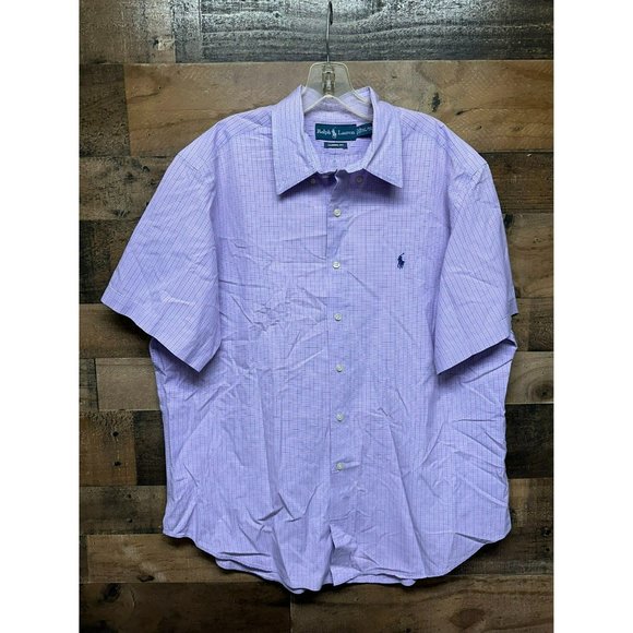Ralph Lauren Men's Classic Fit Purple Short Sleeve Button Up Size X-Large - Picture 1 of 4